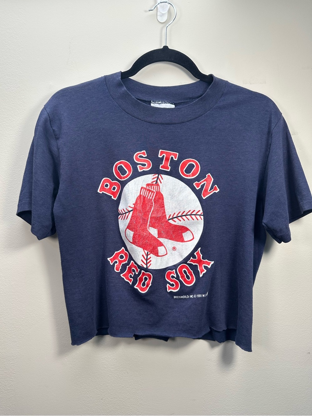 Vintage 1988 Boston Red Sox Navy Graphic Cutoff Tee, Unisex Medium
